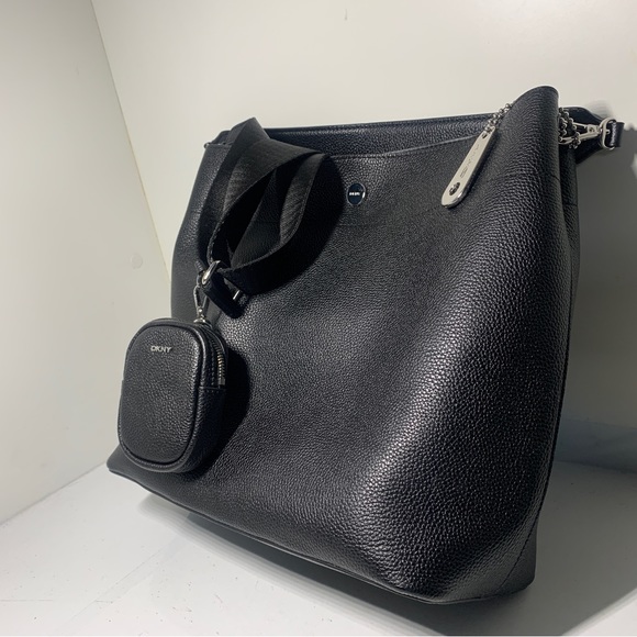 DKNY black leather bag with coin purse - Picture 2 of 4